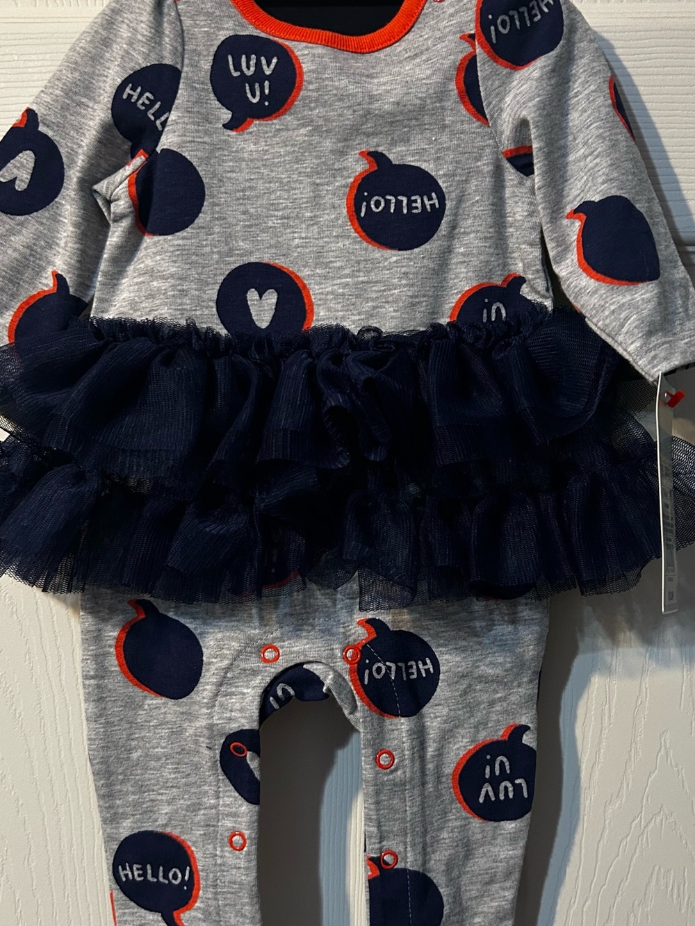 Kids Navy & Gray Hello Speech Bubble One-Piece Bodysuit Cat &Jack NB